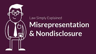 Misrepresentation and Nondisclosure  Contracts  Defenses amp Excuses [upl. by Nylitak146]