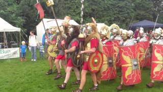 Roman Reenactment at the Amphitheatre in Caerleon Marching In [upl. by Rennoc]