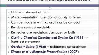 Misrepresentation Lecture 1 of 4 [upl. by Dorweiler]